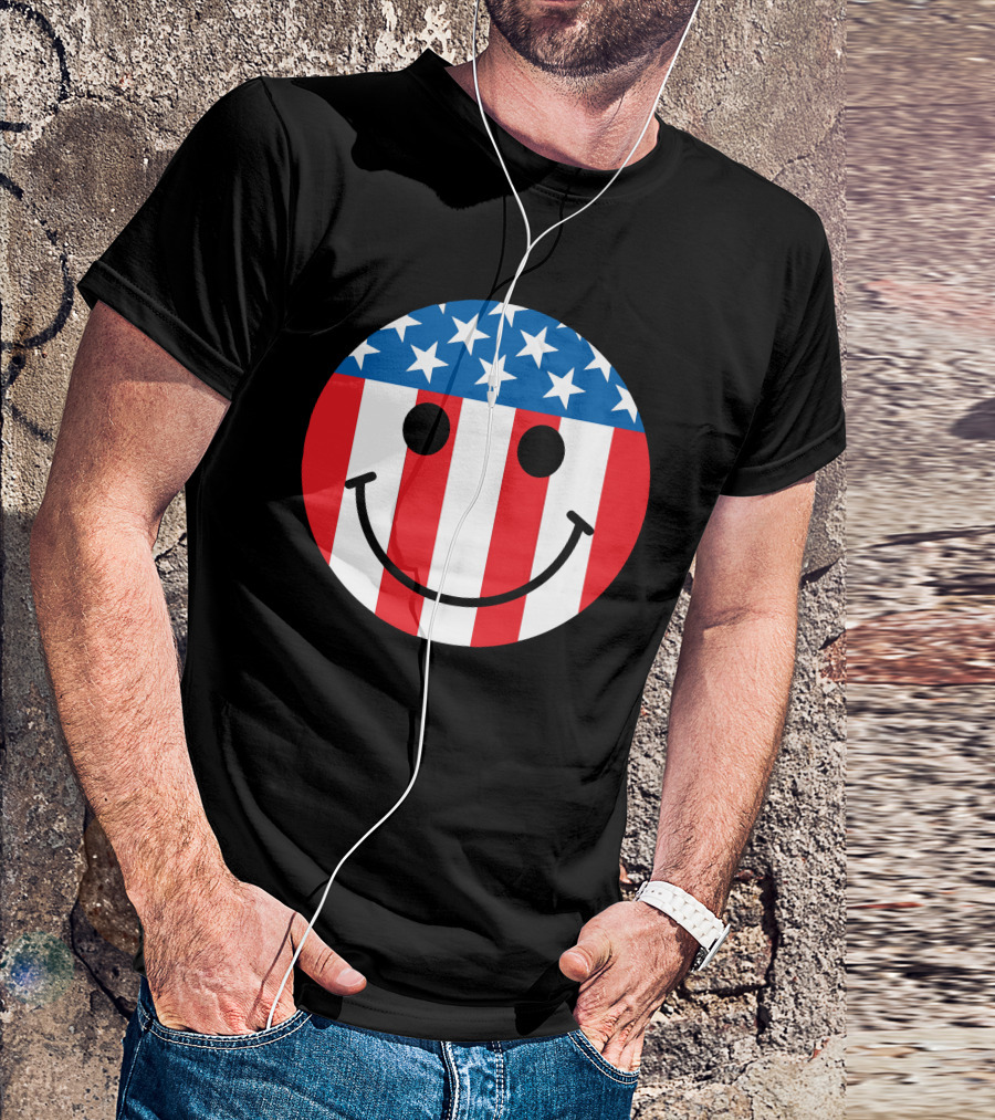 Flag USA Smiley Face T-Shirt