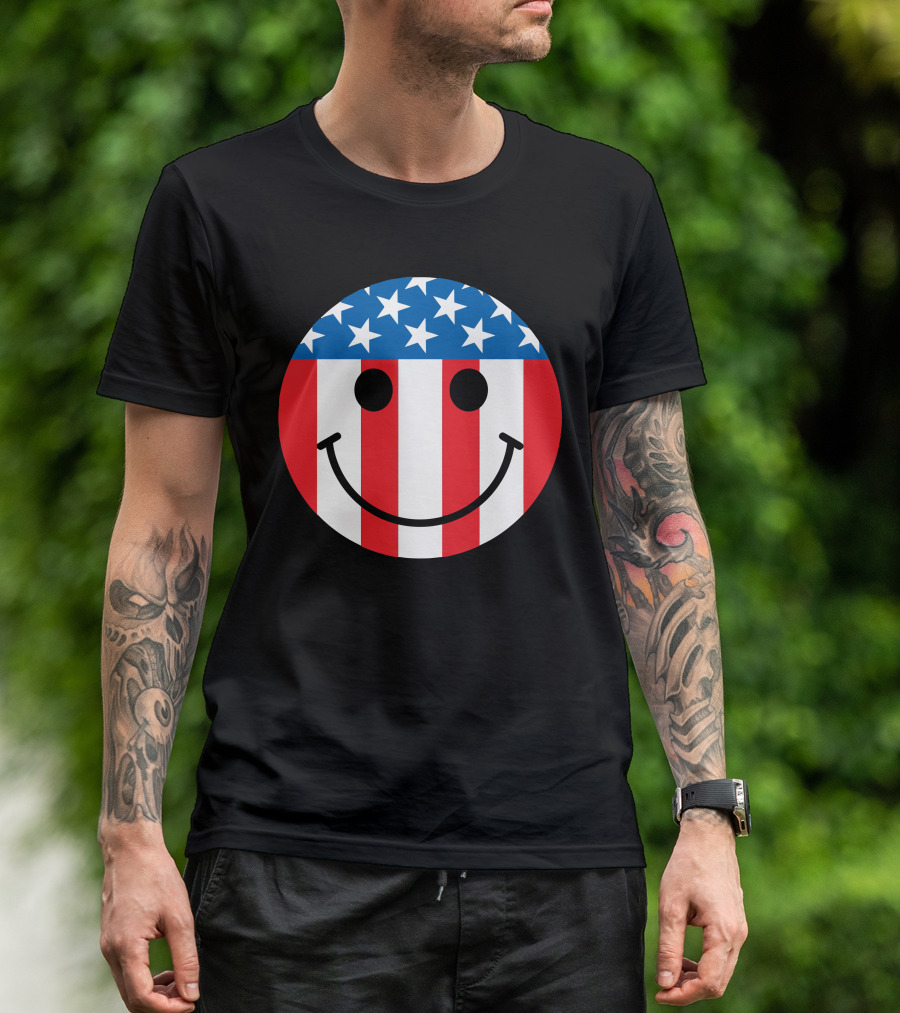 Flag USA Smiley Face T-Shirt