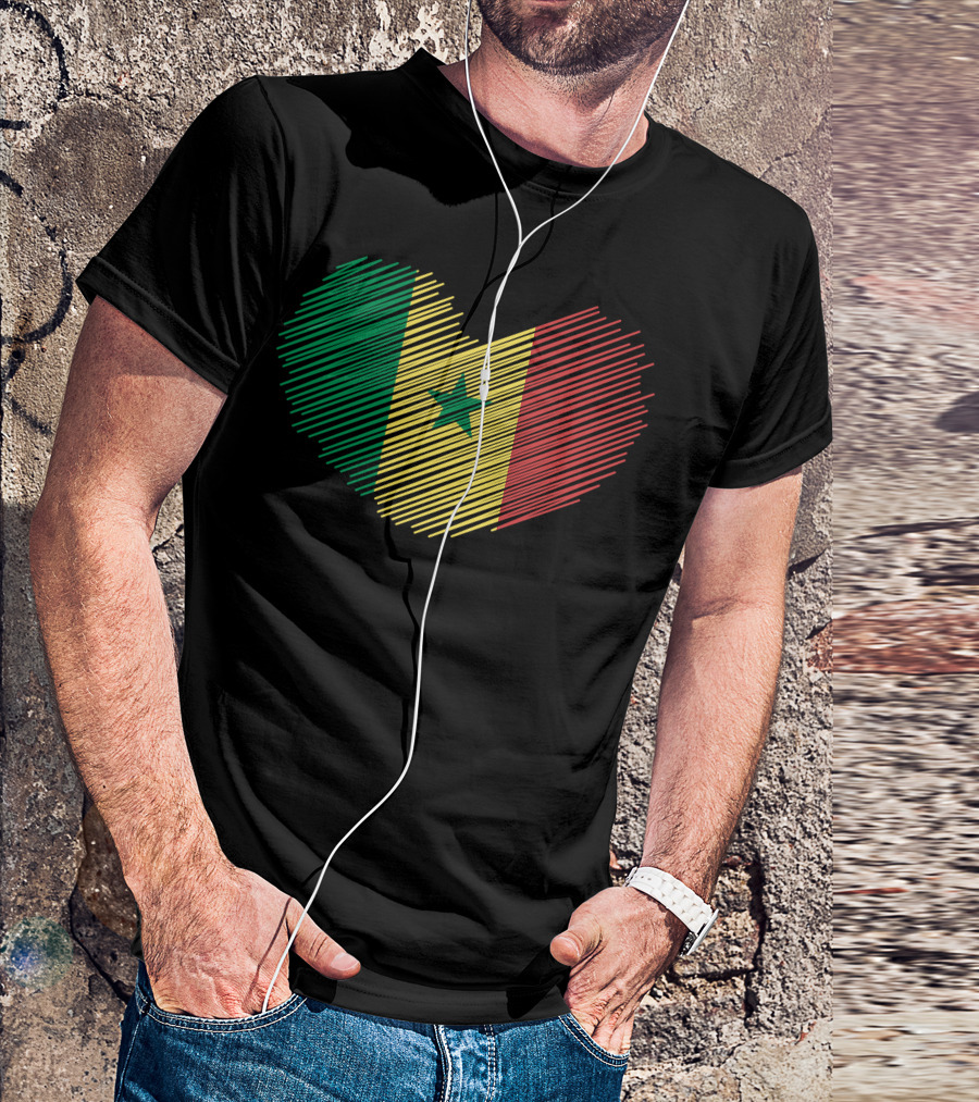 Senegal Flag Heart Love T-Shirt