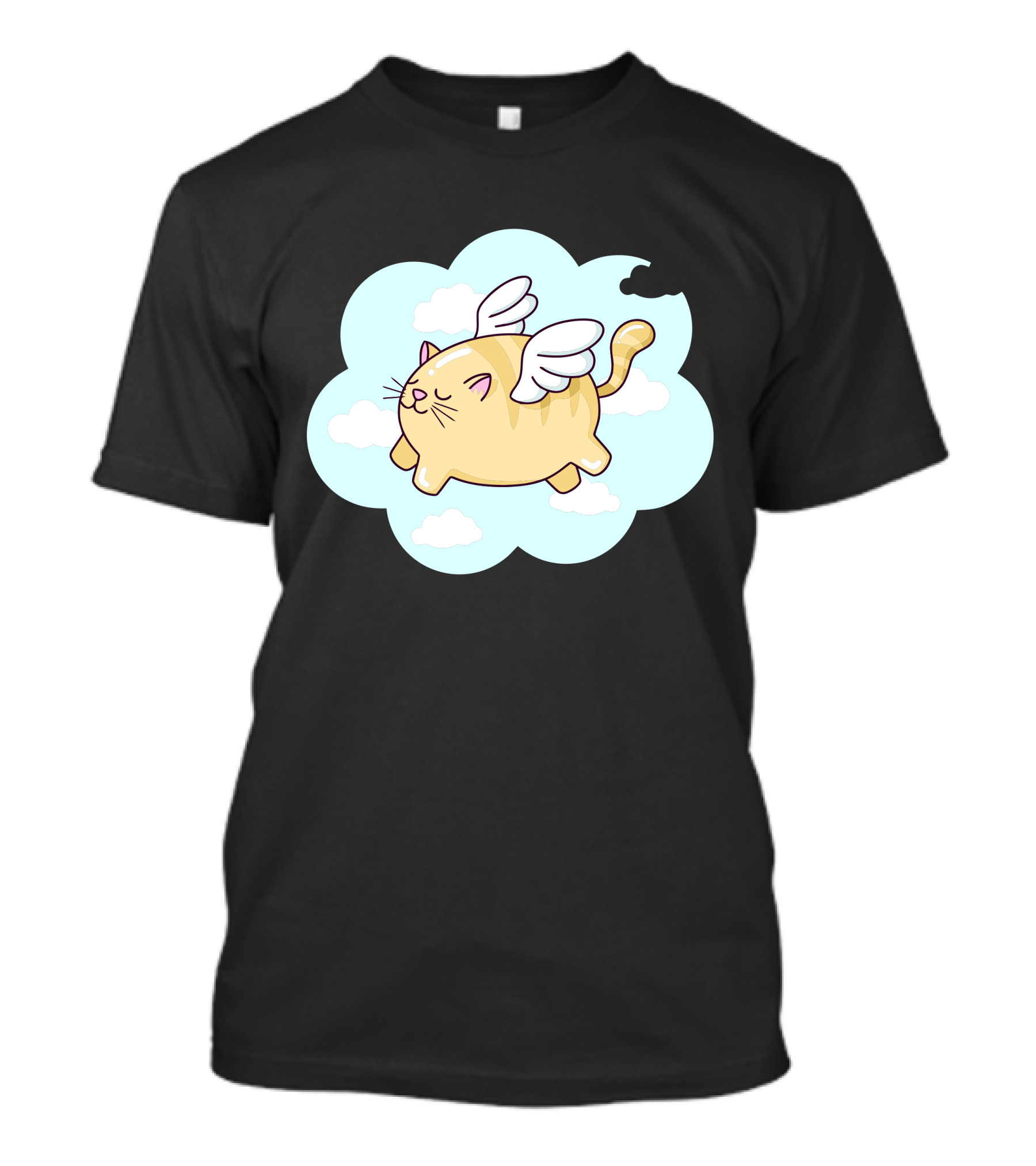 Flying Cat With Wings And Clouds In Cartoon T-Shirt