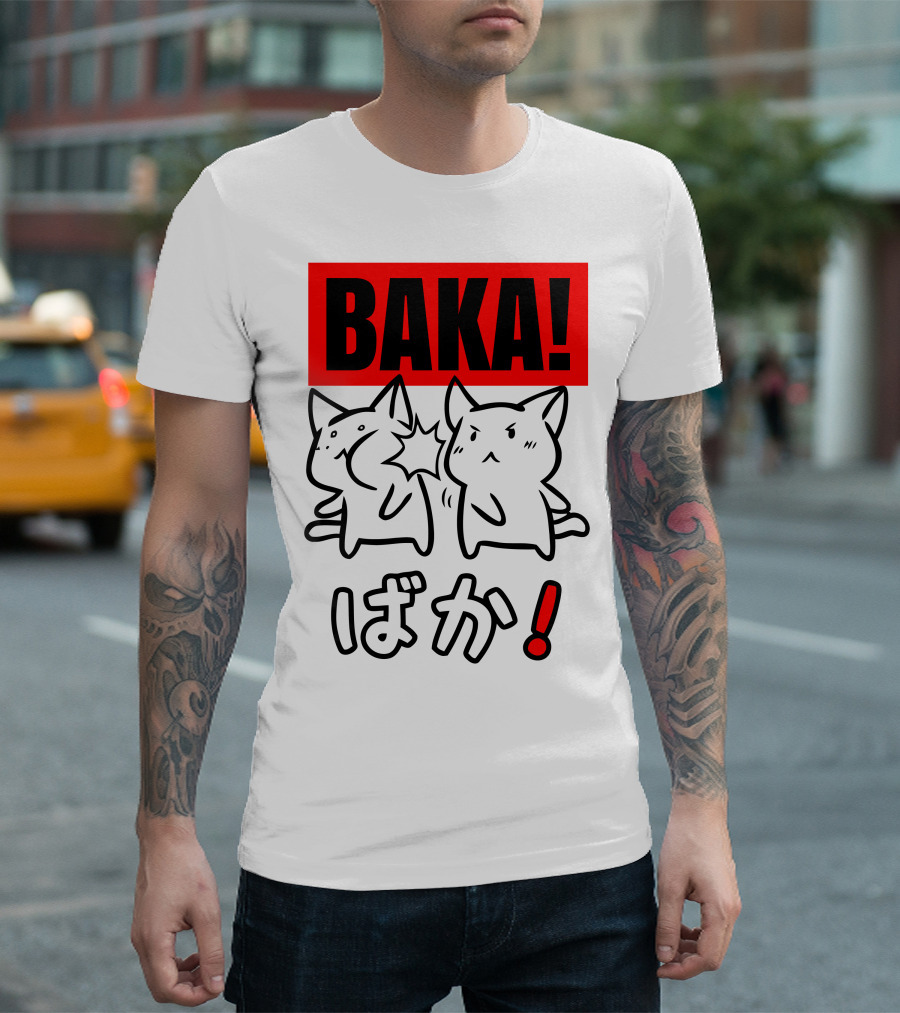 Baka Anime Cat Characters Funny T-Shirt