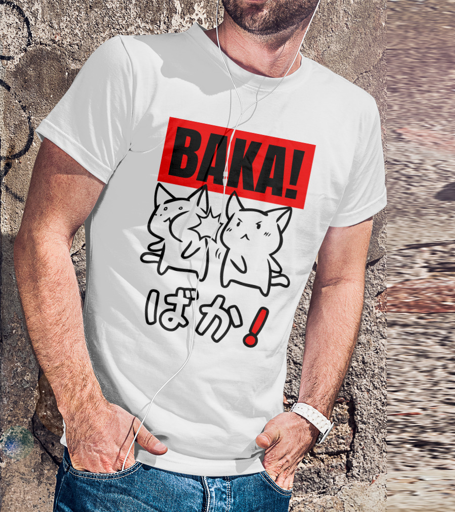 Baka Anime Cat Characters Funny T-Shirt