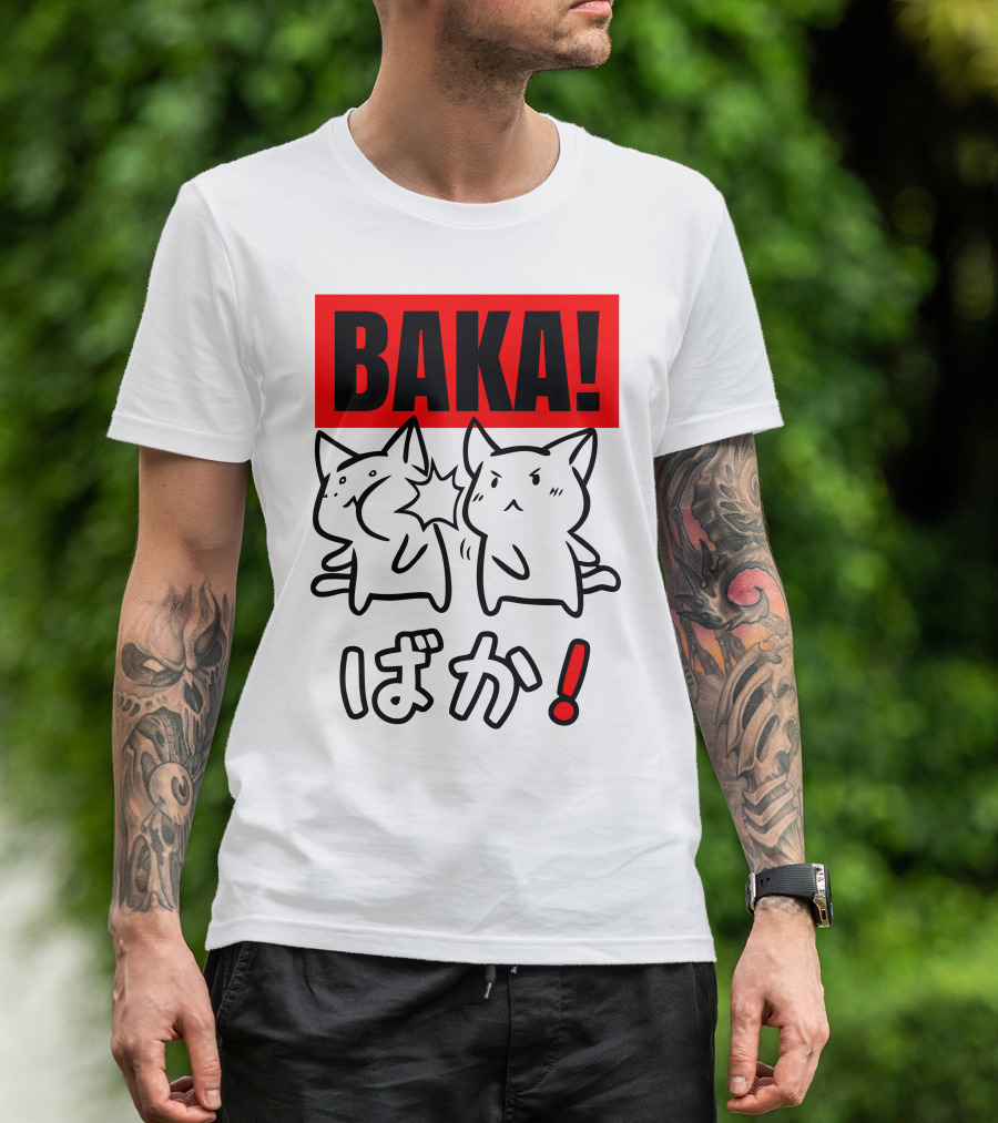 Baka Anime Cat Characters Funny T-Shirt
