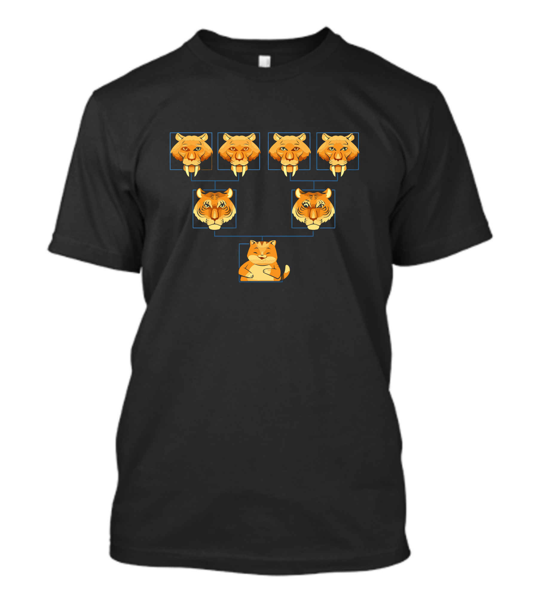 Genealogicat Tiger Ancestry Chart With Cute Cat Descendant T-Shirt