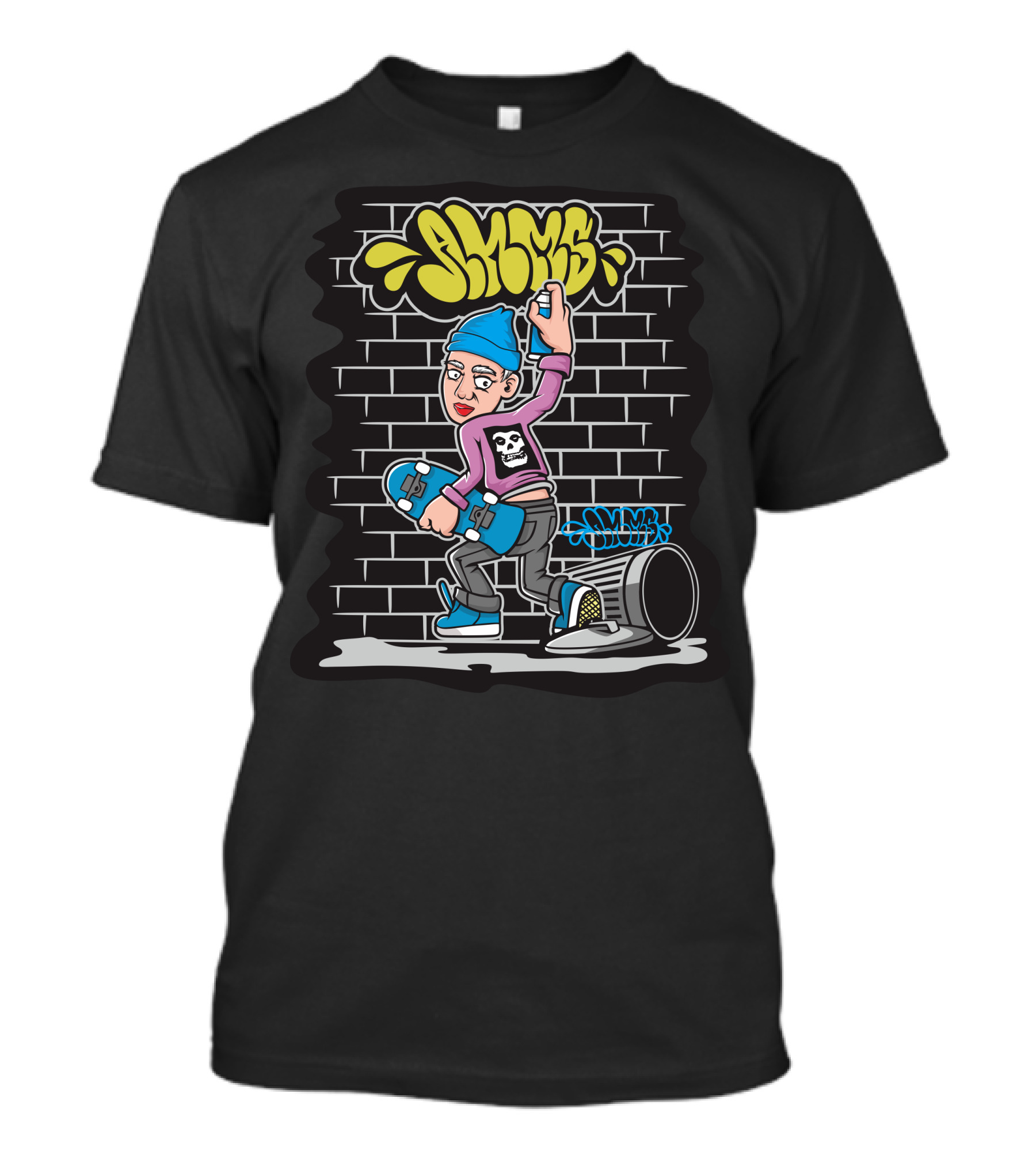 SKUMS Graffiti Skateboarder T-Shirt