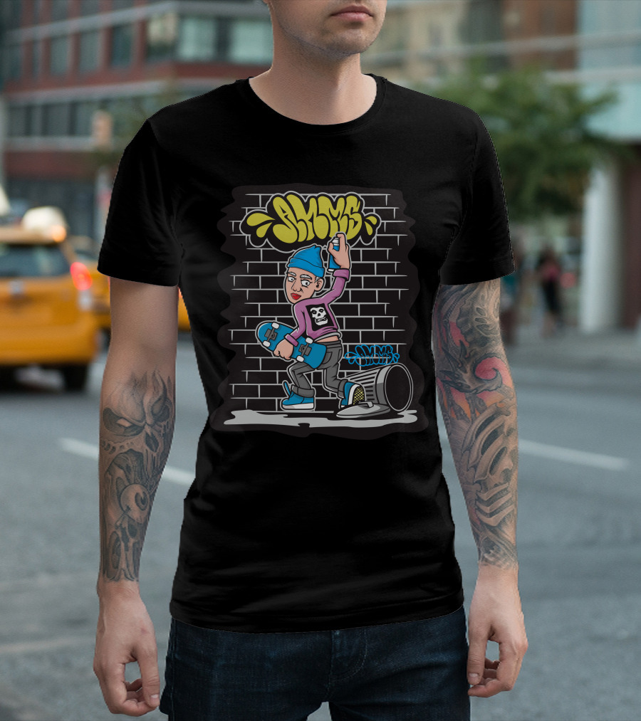 SKUMS Graffiti Skateboarder T-Shirt