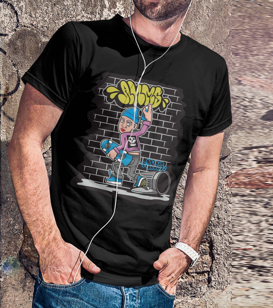 SKUMS Graffiti Skateboarder T-Shirt