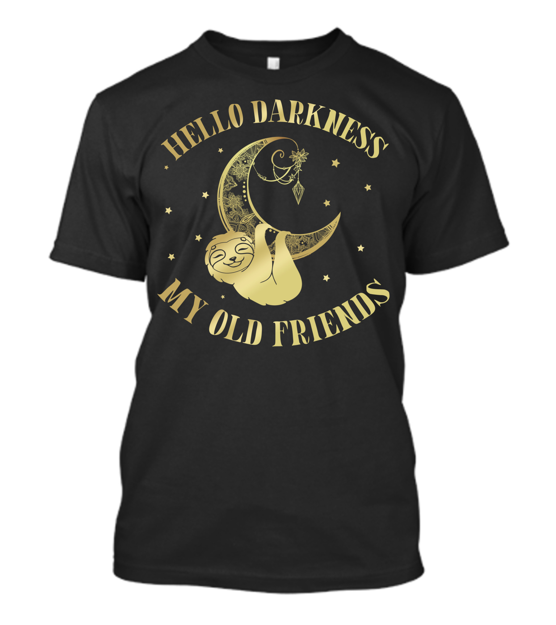 Hello Darkness My Old Friends Moon And Stars Sloth T-Shirt