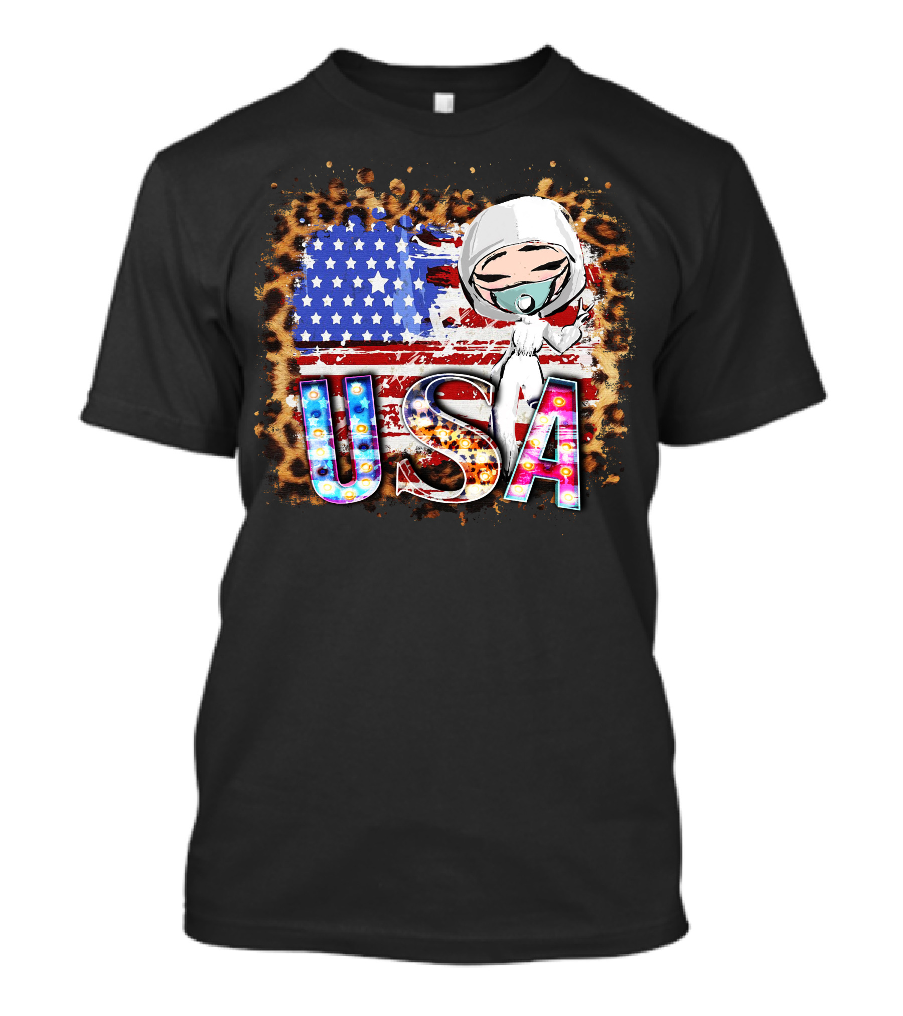 USA Hero Medical Frontline Worker With Flag T-Shirt