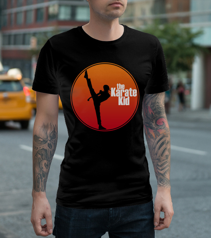 The Karate Kid High Kick Silhouette Retro Circle T-Shirt