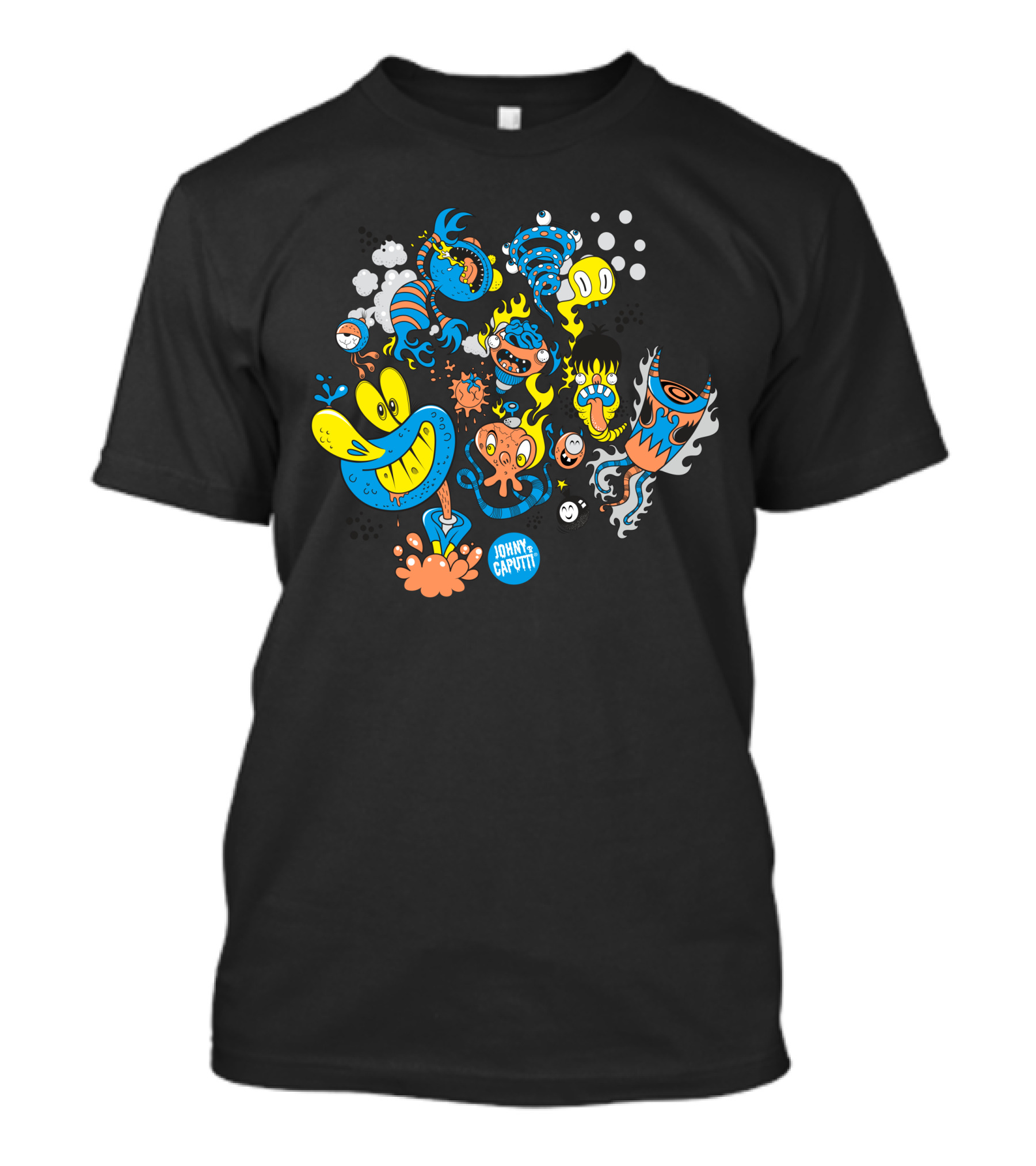 Mexicatoons Johnny Caputti Colorful Cartoon Characters T-Shirt