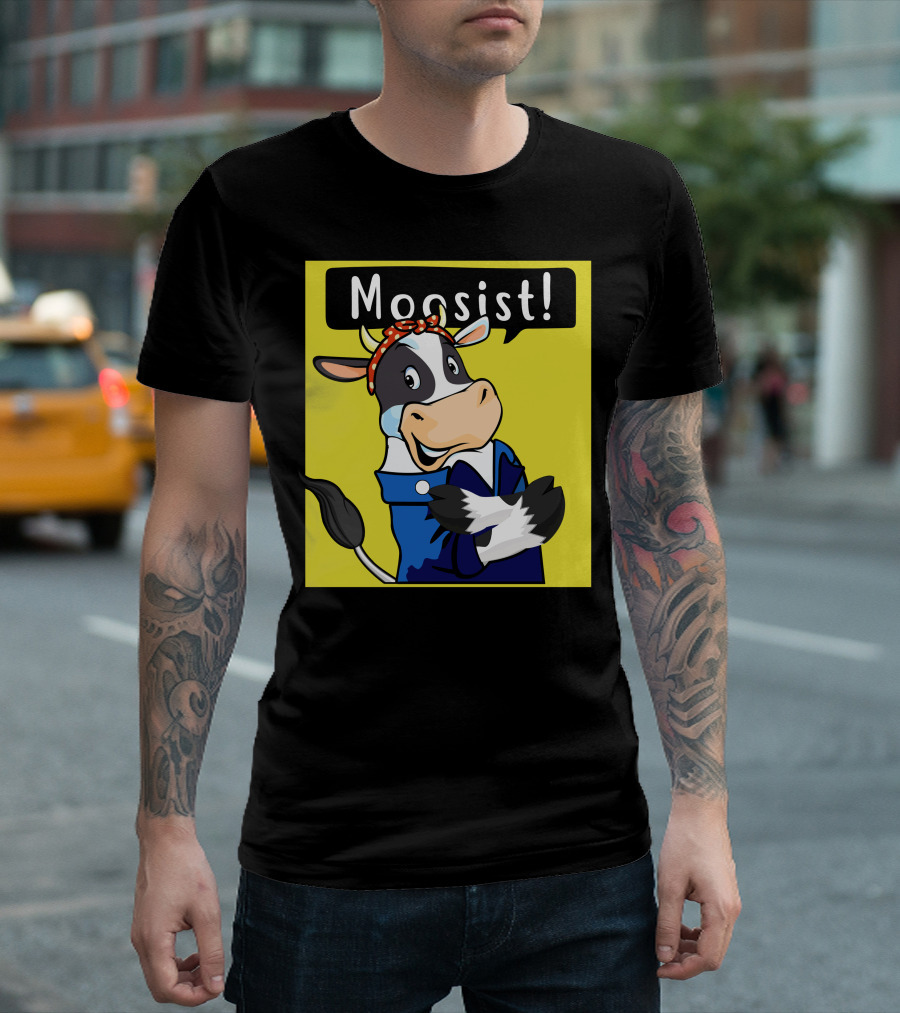 Moosist Cow with Bandana - Fun Cartoony Character T-Shirt