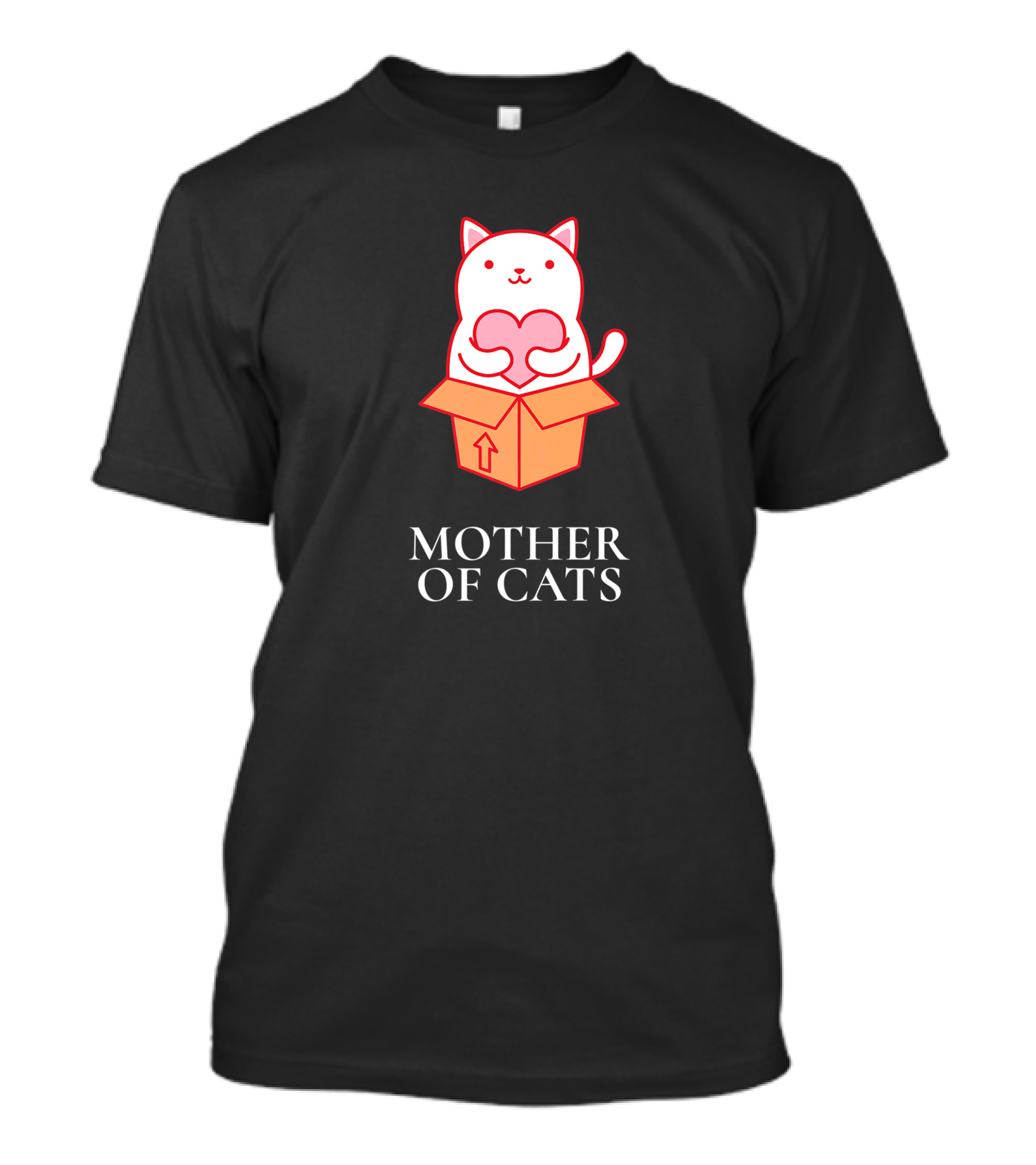 Mother Of Cats Cute Heart Box Cat T-Shirt