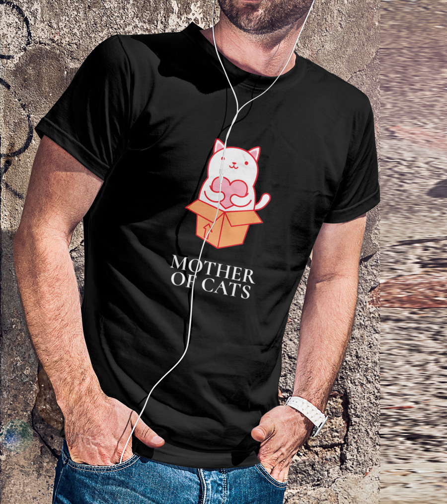 Mother Of Cats Cute Heart Box Cat T-Shirt