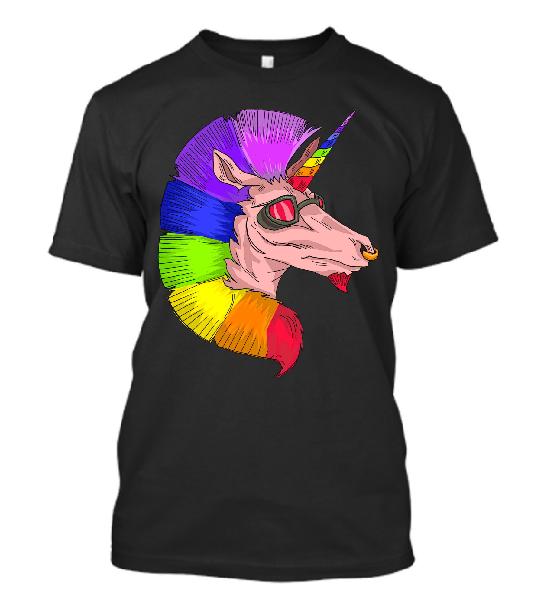Rainbow Mohawk Unicorn Punk T-Shirt