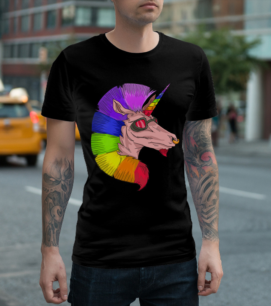 Rainbow Mohawk Unicorn Punk T-Shirt