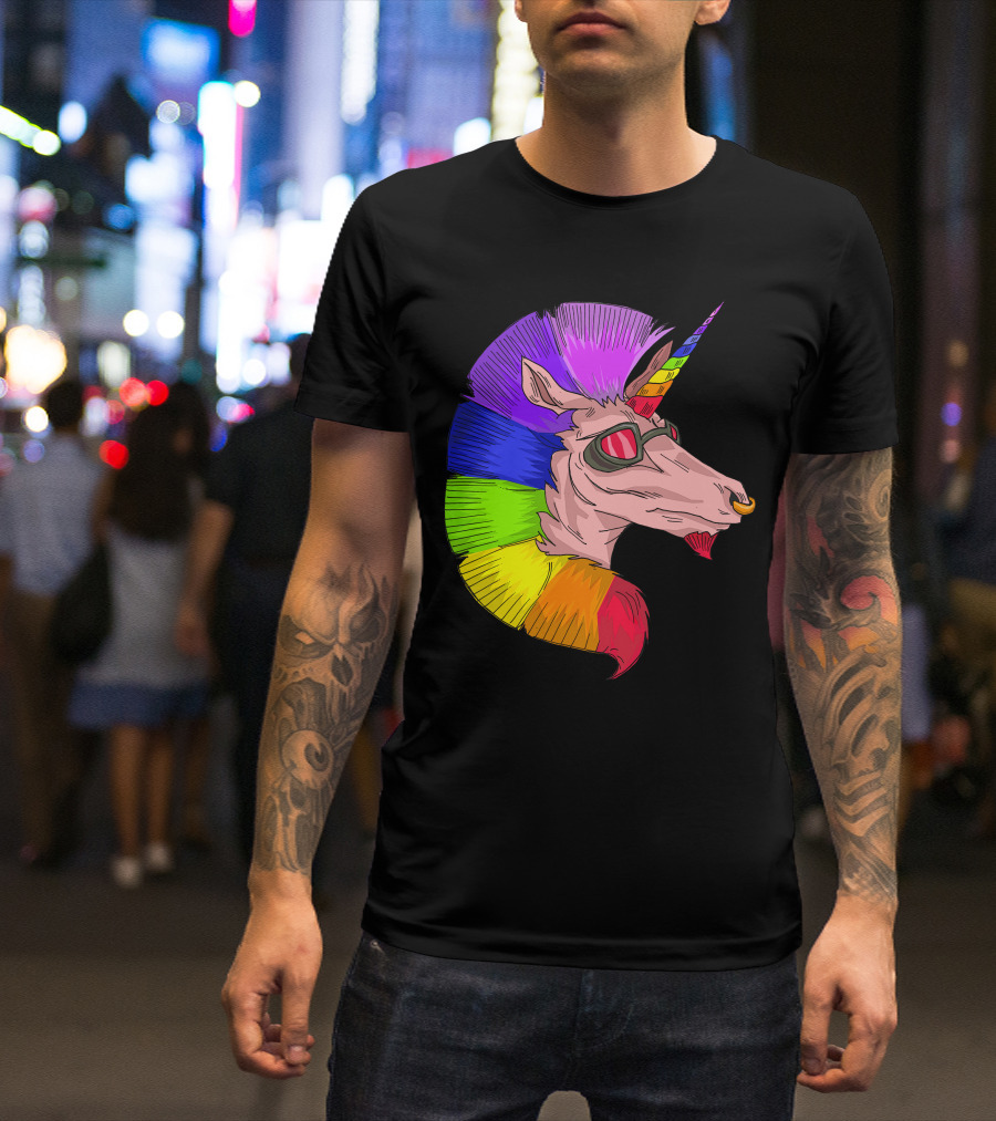 Rainbow Mohawk Unicorn Punk T-Shirt