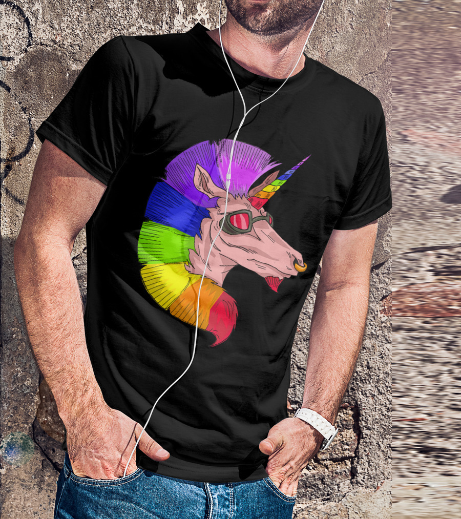 Rainbow Mohawk Unicorn Punk T-Shirt