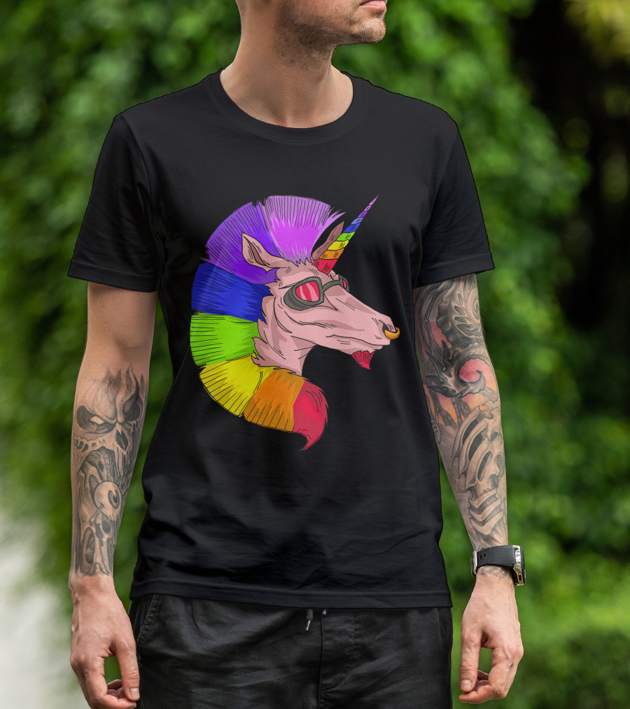 Rainbow Mohawk Unicorn Punk T-Shirt
