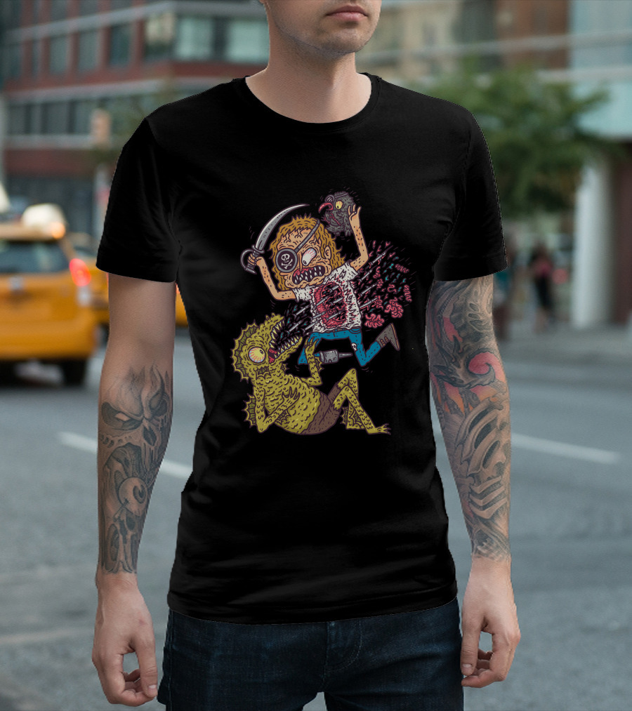 Seafight Epic Battle with Pirate and Monster T-Shirt