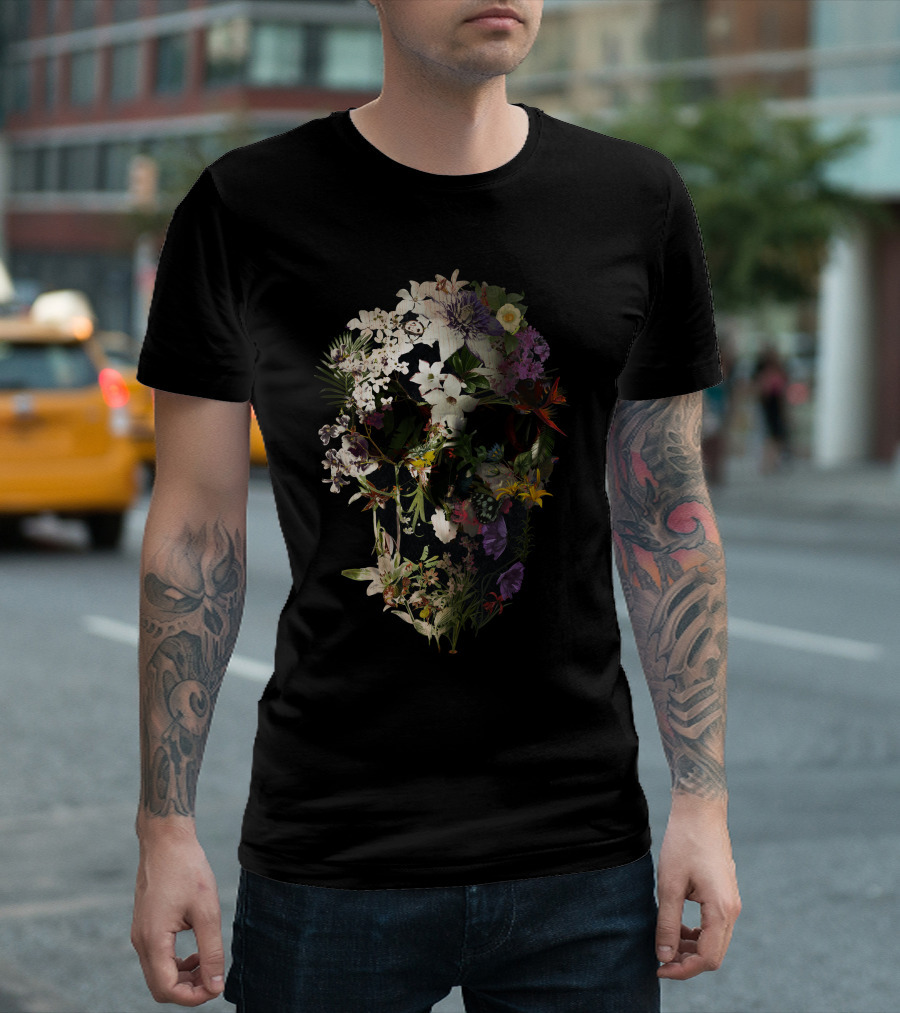 Spring Skull Floral Bloom Fusion T-Shirt