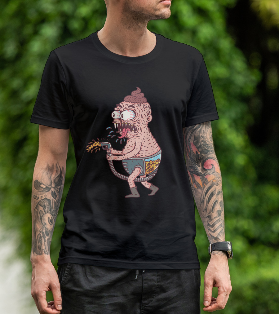 Sthrower Flame Blaster Cartoon Character T-Shirt