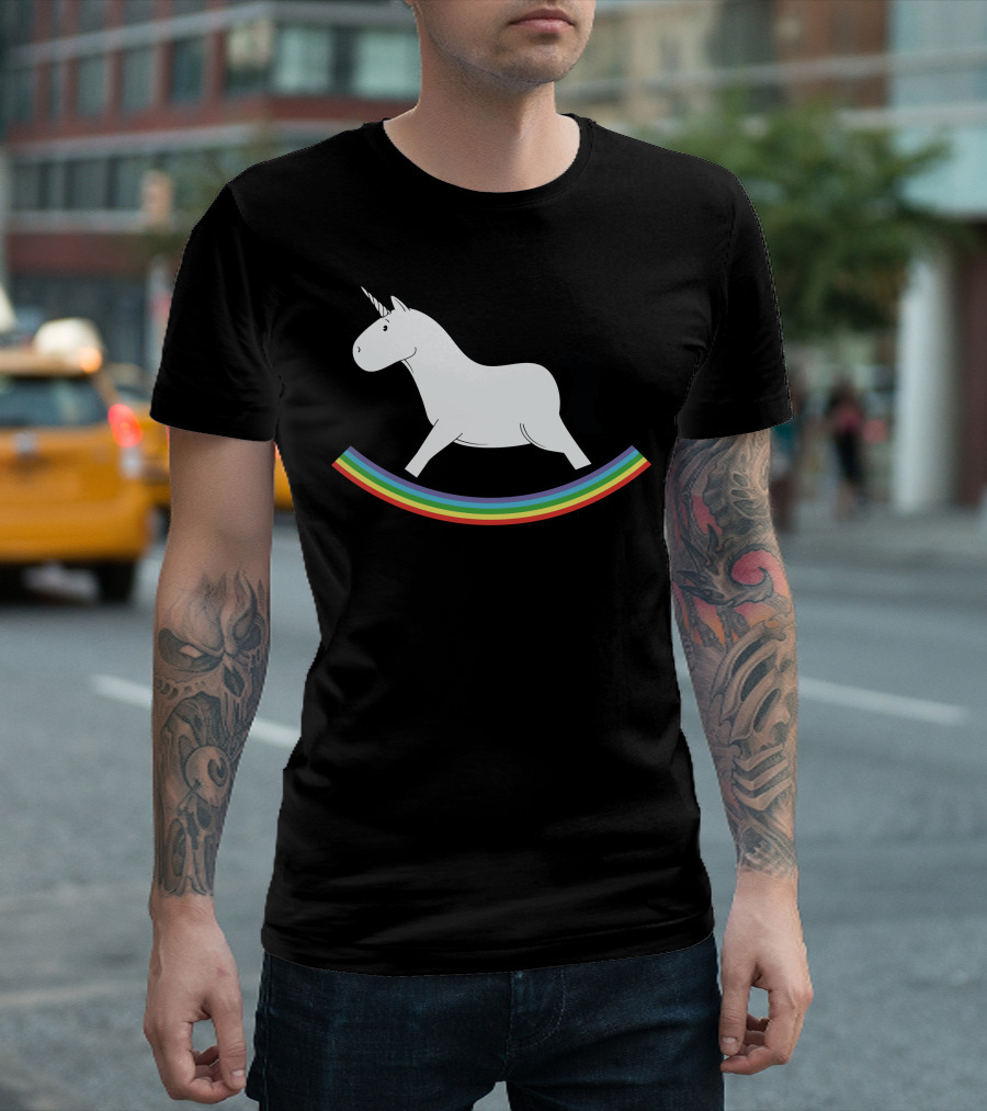 Unicorn Rocking on Rainbow Arch T-Shirt