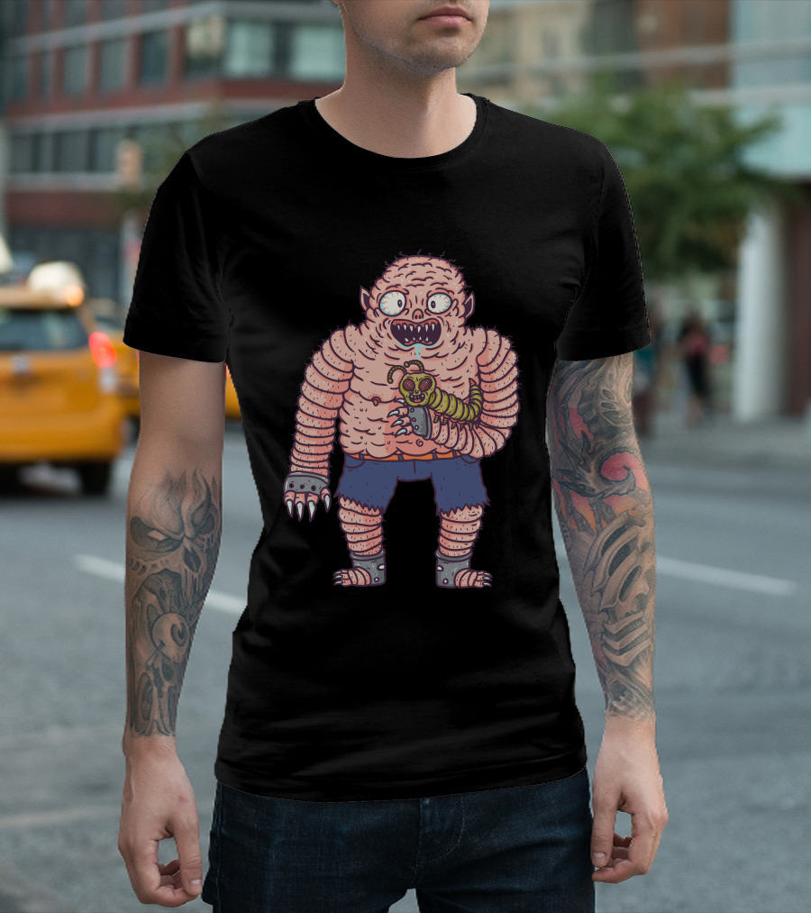 Wormy Monster Holding Worm Creature T-Shirt