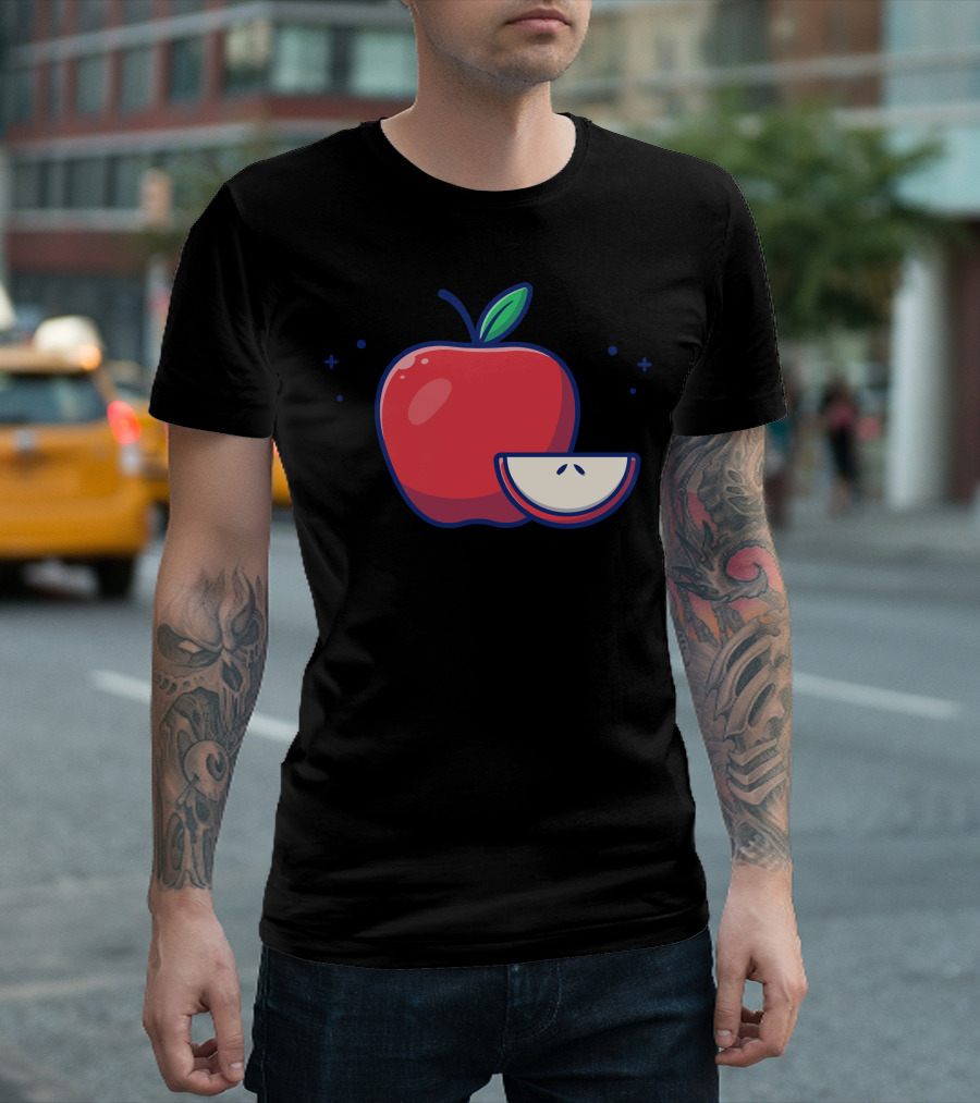 Apple Fruit Slice and Whole Graphics T-Shirt