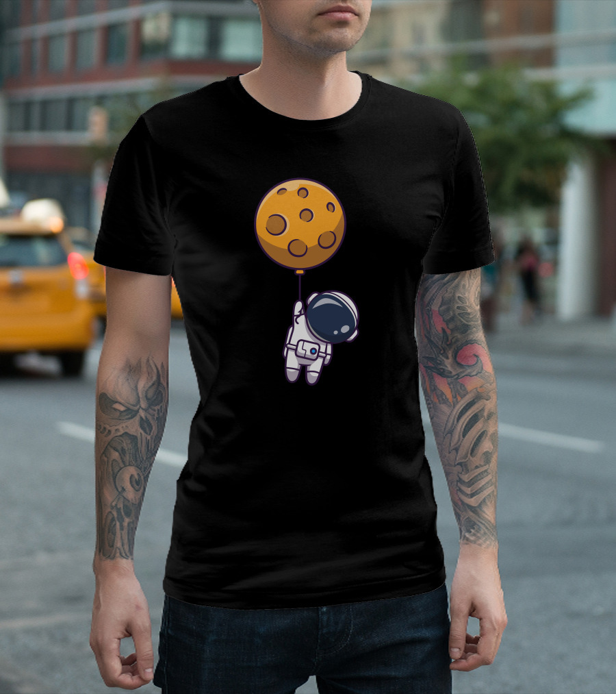 Floating Astronaut With Moon Balloon T-Shirt