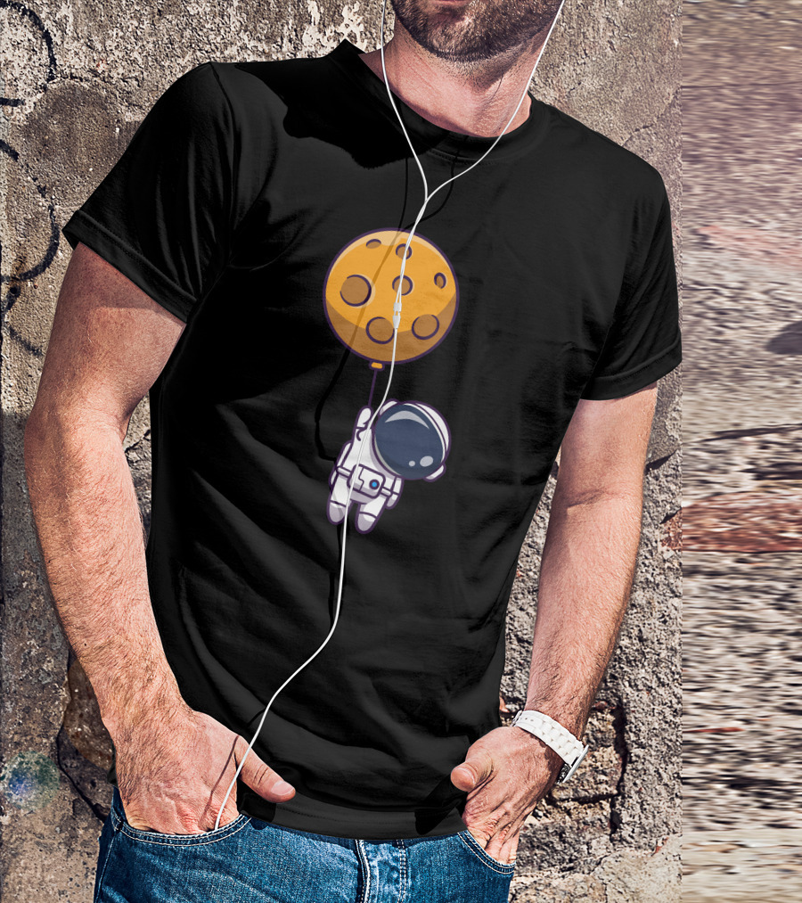 Floating Astronaut With Moon Balloon T-Shirt
