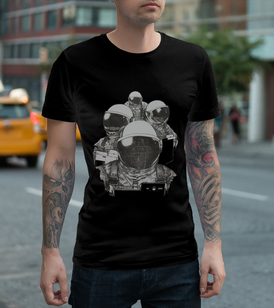 Astronauts Space Suit Group Sketch Outer Space Drawing T-Shirt