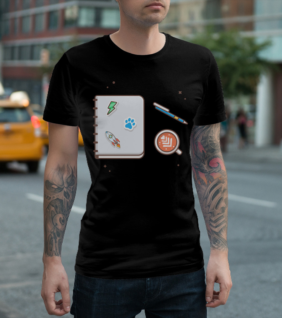 Rocket Paw Lightning Notebook Pen Coffee T-Shirt