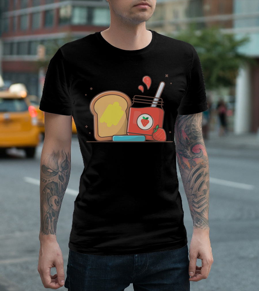 Breakfast Time With Bread And Strawberry Jam Delightful Morning Spread T-Shirt