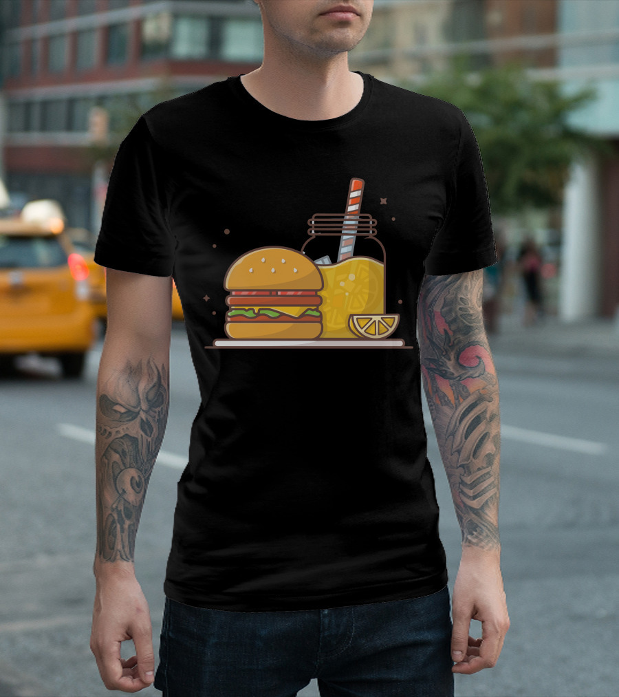 Burger and Lemonade with Ice Jar and Slice T-Shirt