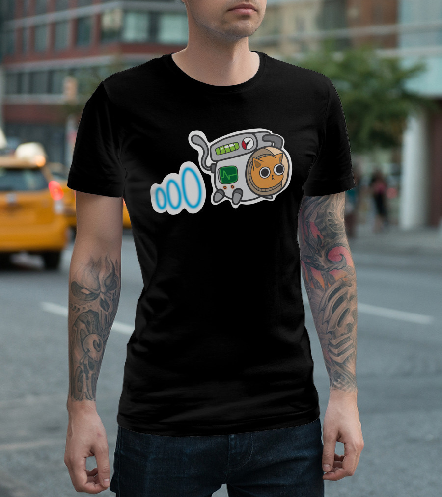 Cat Kitten Astronaut Cartoon Space Suit with Boosters T-Shirt
