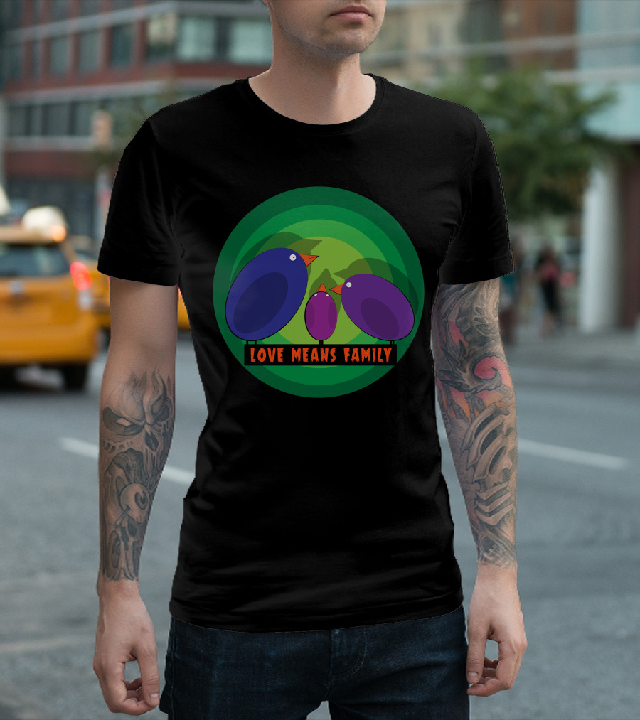 Family Reunion Love Means Family Colorful Bird Circle T-Shirt
