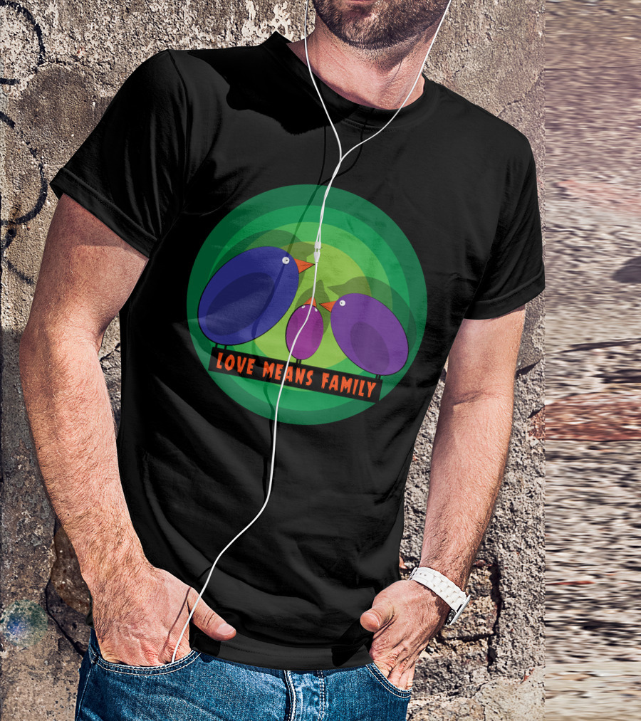 Family Reunion Love Means Family Colorful Bird Circle T-Shirt