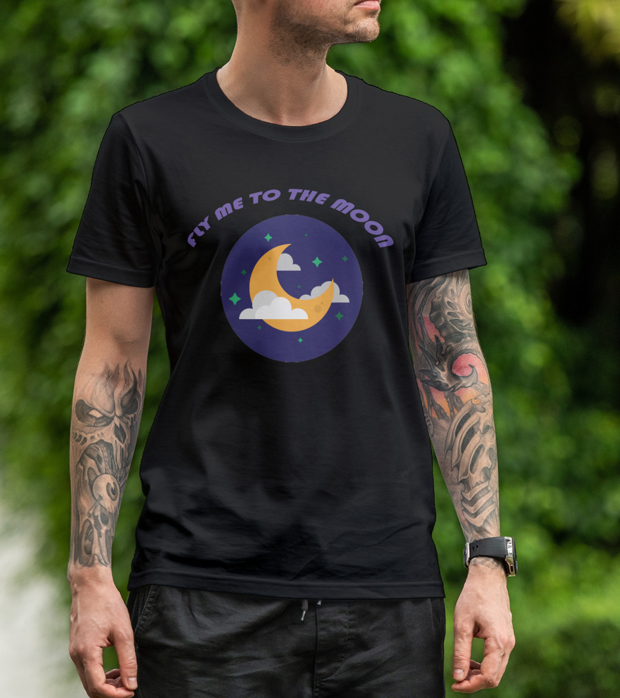 Fly Me To The Moon Crescent Clouds And Stars T-Shirt