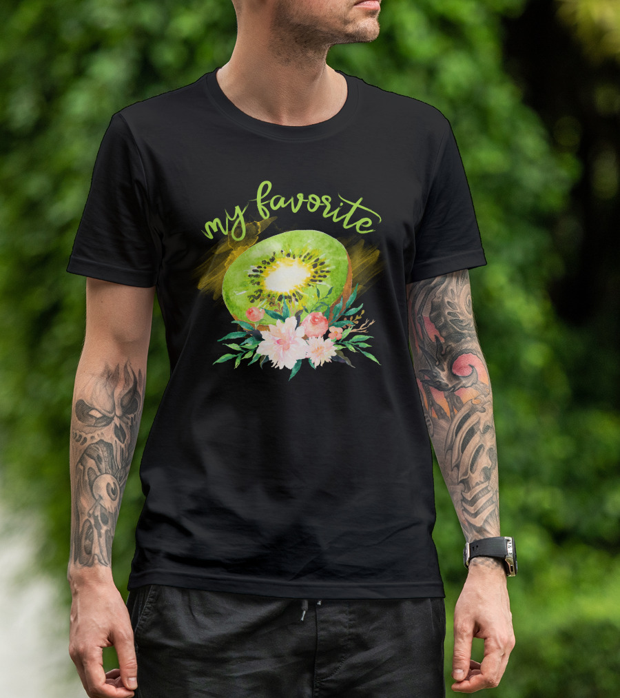 My Favorite Kiwi With Floral Watercolor T-Shirt