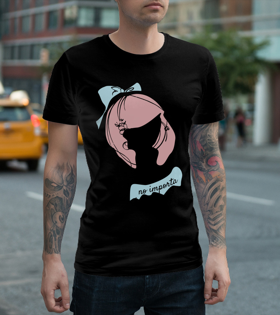 No Importa Que Piense La Gente Pink Hair Blue Bow Feminine T-Shirt