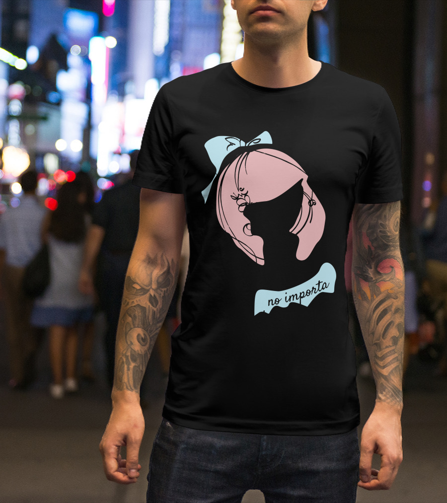 No Importa Que Piense La Gente Pink Hair Blue Bow Feminine T-Shirt