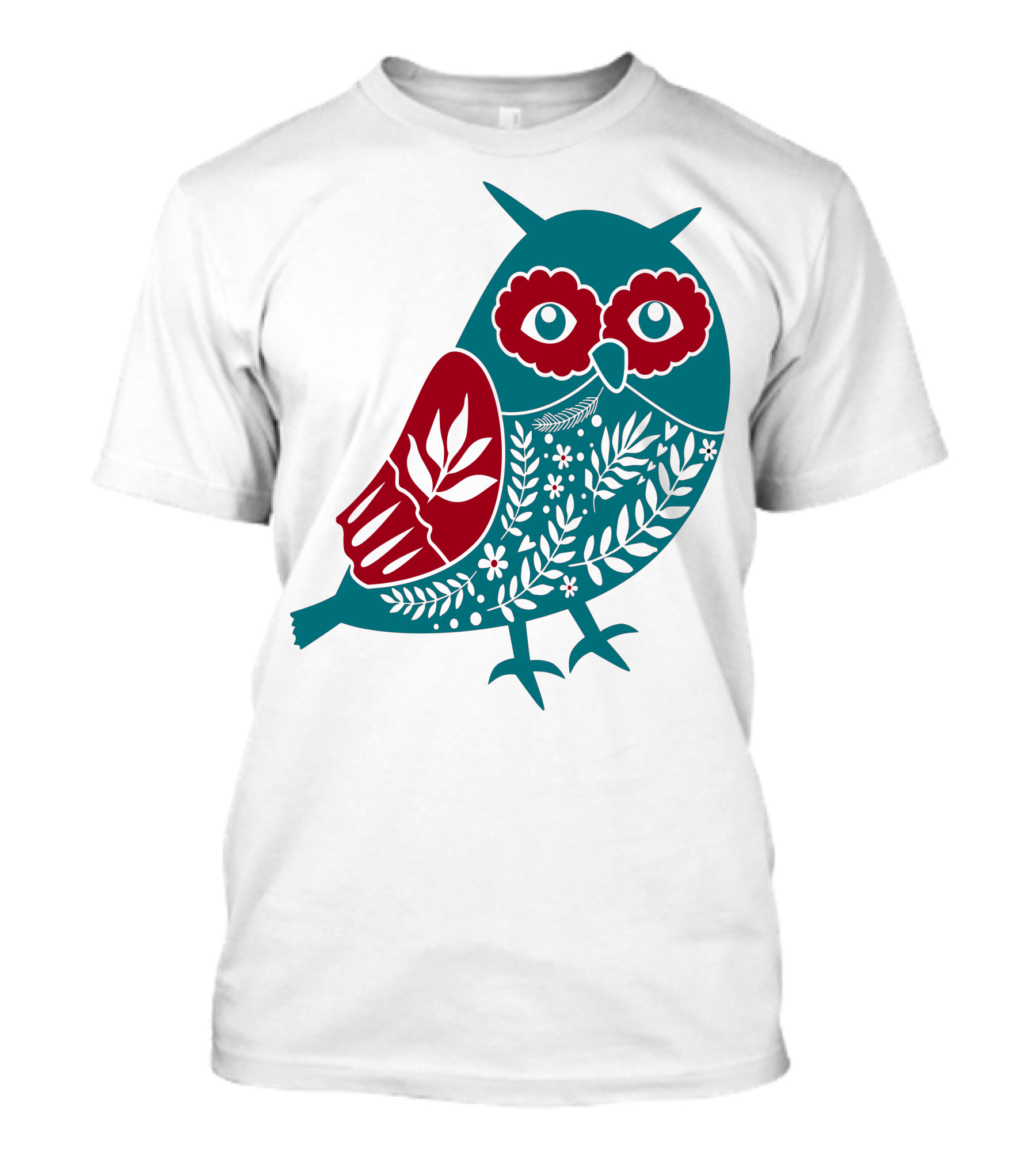Owl Floral Nature Folk T-Shirt