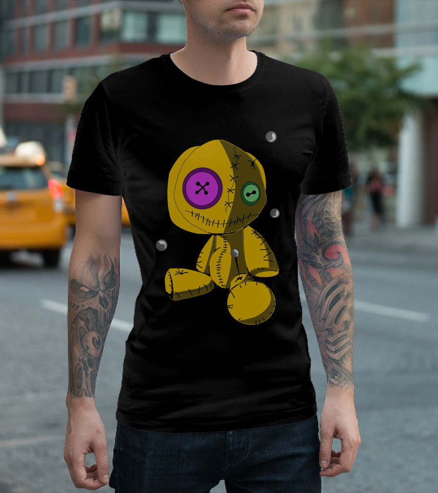 Puppet Voodoo Doll with Button Eyes and Pins T-Shirt