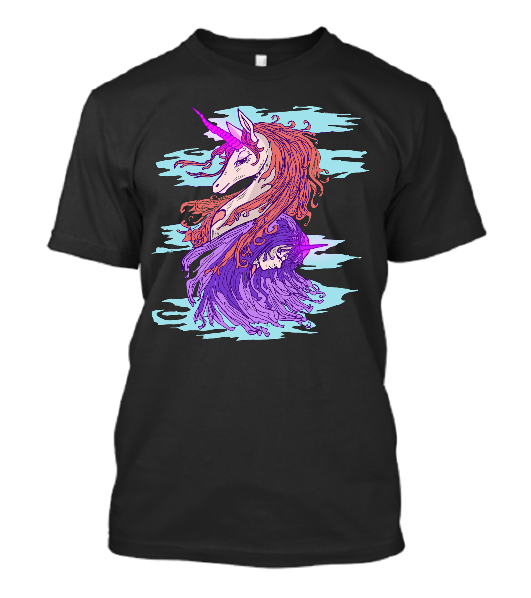 Unicorn Friendship Mystical Companionship With Flowing Hair And Harmony T-Shirt