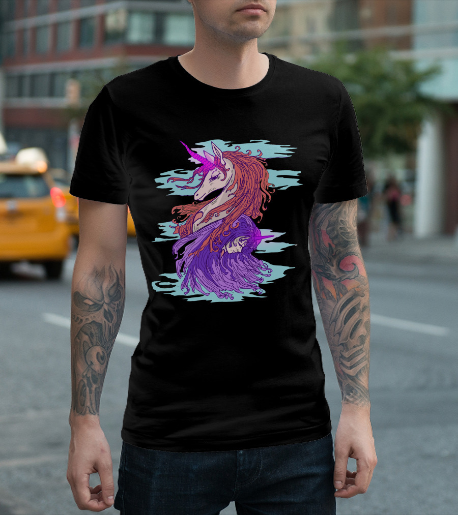 Unicorn Friendship Mystical Companionship With Flowing Hair And Harmony T-Shirt