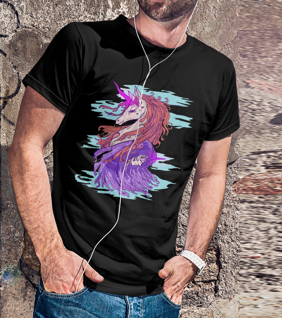 Unicorn Friendship Mystical Companionship With Flowing Hair And Harmony T-Shirt