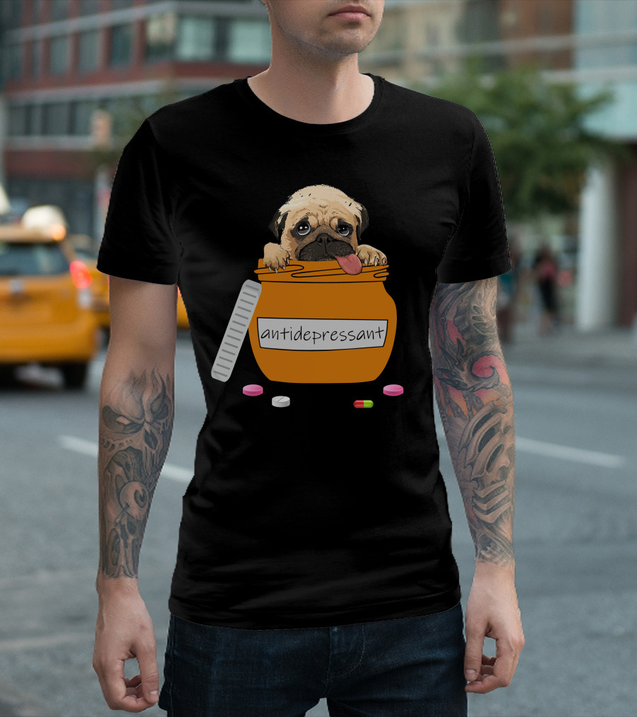 Antidepressant Pug In Prescription Pill Bottle T-Shirt