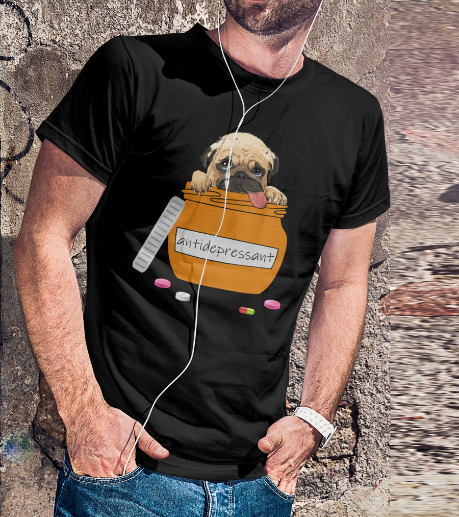 Antidepressant Pug In Prescription Pill Bottle T-Shirt