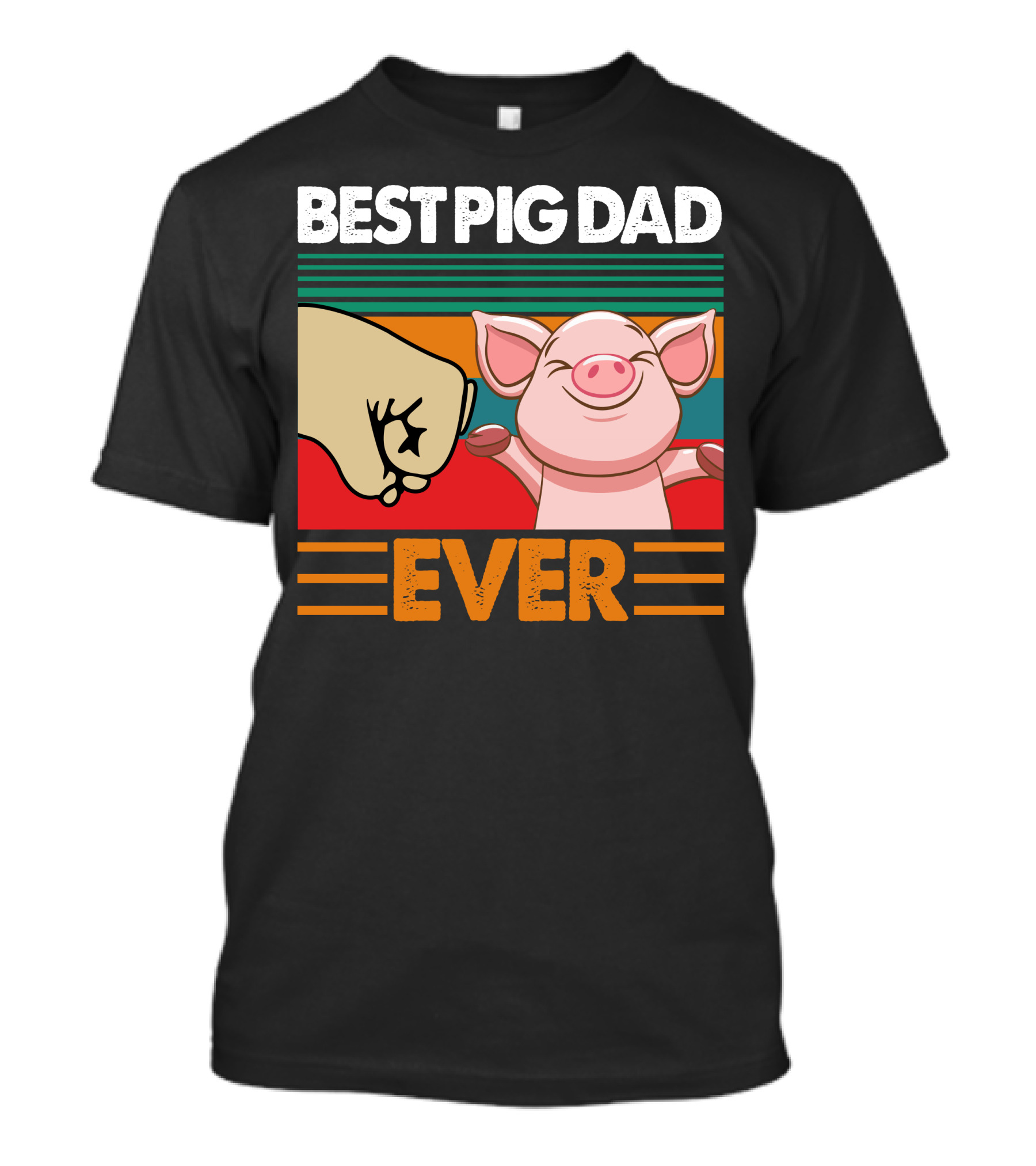 Best Pig Dad Ever Retro Fist Bump Pig T-Shirt